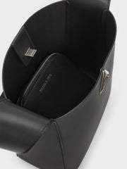 Charles & Ke*th - Trice Metallic Accent Large Hobo Bag - Noir -On Sale