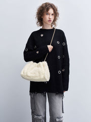 Charles & Ke*th - Cyrus Furry Slouchy Chain-Handle Bag - Cream-On Sale
