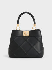 Charles & Ke*th - Eleni Quilted Top Handle Bag - Black