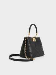 Charles & Ke*th - Eleni Quilted Top Handle Bag - Black