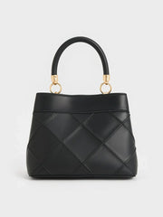 Charles & Ke*th - Eleni Quilted Top Handle Bag - Black