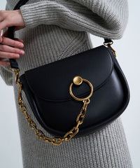 Charles & Ke*th -BECCA CHUNKY chain link saddle bag - BLACK-ON SALE