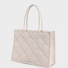 Charles & Ke*th - CELIA Quilted Double Handle XL Tote Bag - IVORY