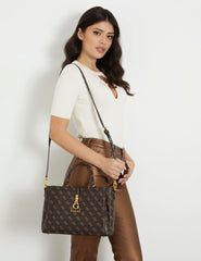 Gues* - G James 4G peony logo handbag - Brown Logo
