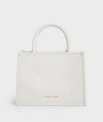 Charles & Ke*th - Celia Quilted Double Handle Tote Bag - White-ON SALE