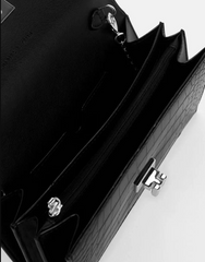Charles & Ke*th - Croc-Effect Push Lock Flap Wallet - Black-On Sale