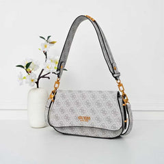 Gues* - Guess Noelle Shoulder Bag - WHITE LOGO