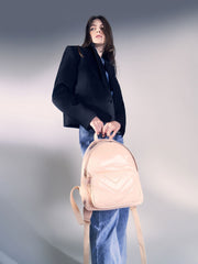 Charles & Ke*th - Quilted Double Zip Backpack - Nude-On Sale