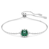 Swar*vski -Birthstone bracelet Square cut, May, Green, Rhodium plated-5710516
