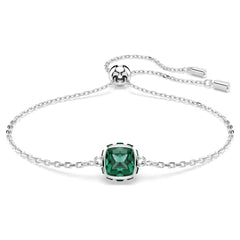Swar*vski -Birthstone bracelet Square cut, May, Green, Rhodium plated-5710516
