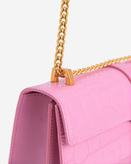 PE*RO - Croc-Effect Crossbody Bag - Pink-ON SALE