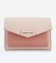 Charles & Ke*th -Adjustable Straps Magnetic Closure Cross Body Bag - Light Pink
