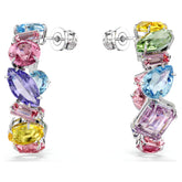 Swar*vski -Gema hoop earrings Asymmetrical design, Mixed cuts, Small, Multicolored, Rhodium plated-5692412