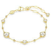 Swar*vski -Imber bracelet Round cut, Scattered design, White, Gold-tone plated-5680094