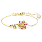 Swar*vski -Idyllia bracelet Mixed cuts, Flower, Multicolored, Gold-tone plated-5732423