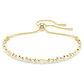 Swar*vski -Matrix bracelet Round cut, White, Gold-tone plated-5730709