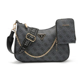 Gues* - Noelle Black Shoulder Bag-CHARCOAL LOGO