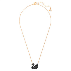 Swar*vski -Swan pendant Swan, Black, Rose gold-tone plated-5204134
