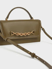 Charles & Ke*th - Top Handle Chain Link Long Wallet - Olive -ON SALE (Defect Dents)