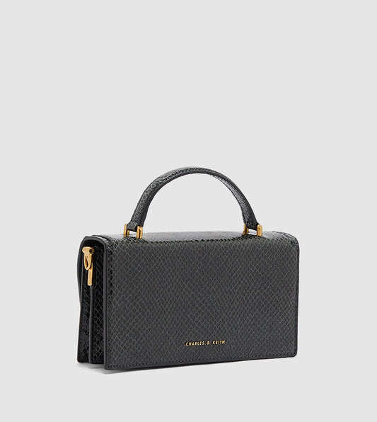 Charles & Ke*th -  Top Handle Chain Link Long Wallet - GREEN CROC-ON SALE