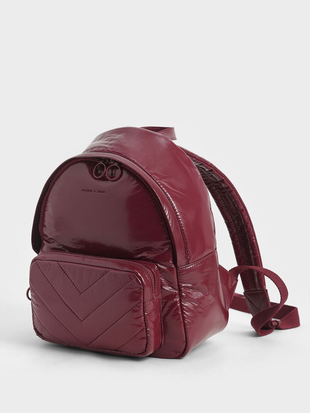 Charles & Ke*th - Quilted Double Zip Backpack - Burgundy-ON SALE