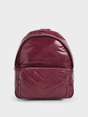 Charles & Ke*th - Quilted Double Zip Backpack - Burgundy-ON SALE