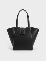 Charles & Ke*th -  Osiris Metallic Accent Trapeze Tote - Black -Defect -ON SALE