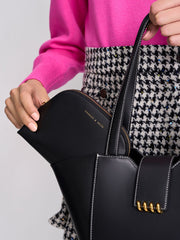 Charles & Ke*th -  Osiris Metallic Accent Trapeze Tote - Black -Defect -ON SALE