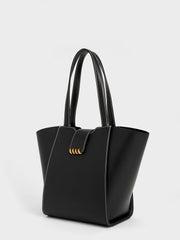 Charles & Ke*th -  Osiris Metallic Accent Trapeze Tote - Black -Defect -ON SALE