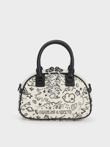 Charles & Ke*th -  Gwiana Printed Bowling Bag - Cream-ON SALE