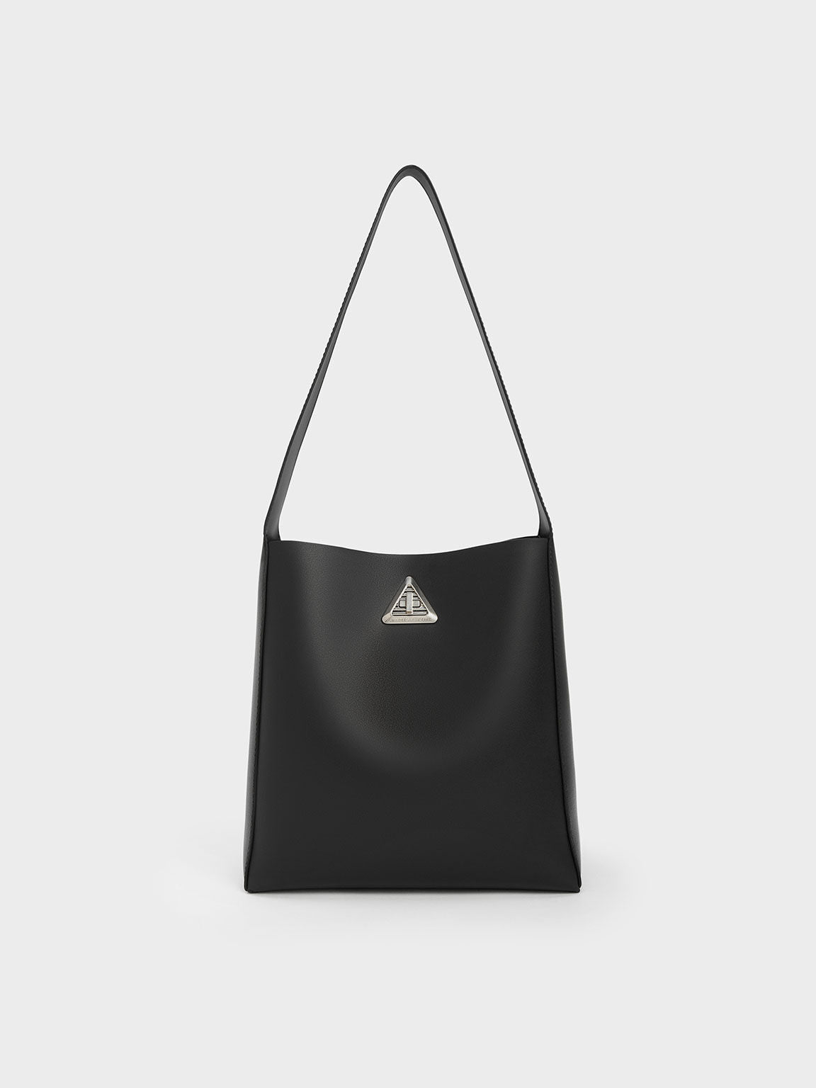 Charles & Ke*th -  Trice Metallic Accent Large Hobo Bag - Noir -On Sale