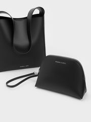 Charles & Ke*th -  Trice Metallic Accent Large Hobo Bag - Noir -On Sale