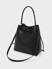 Charles & Ke*th - Bellamy Drawstring Hobo Bag - Jet Black -ON SALE