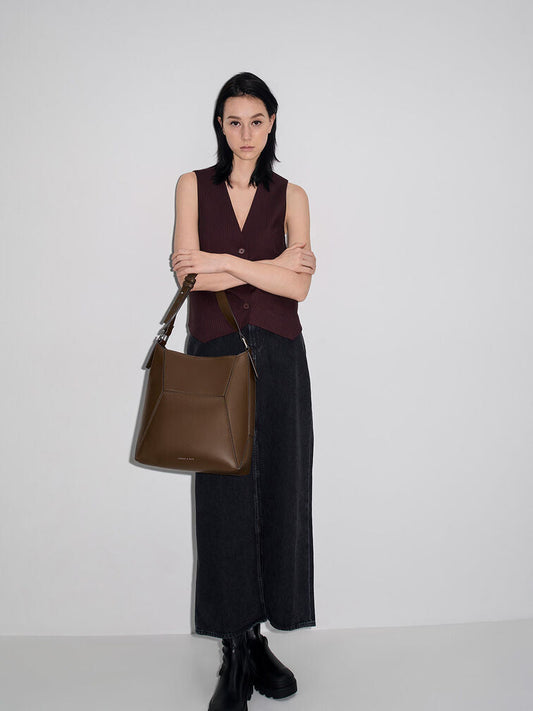 Charles & Ke*th -  Nasrin Geometric Tote Bag - Dark Brown