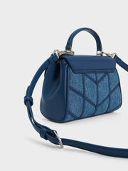 Charles & Ke*th - Eudora Denim Chevron Top Handle Bag - Denim Blue-On Sale