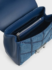 Charles & Ke*th - Eudora Denim Chevron Top Handle Bag - Denim Blue-On Sale