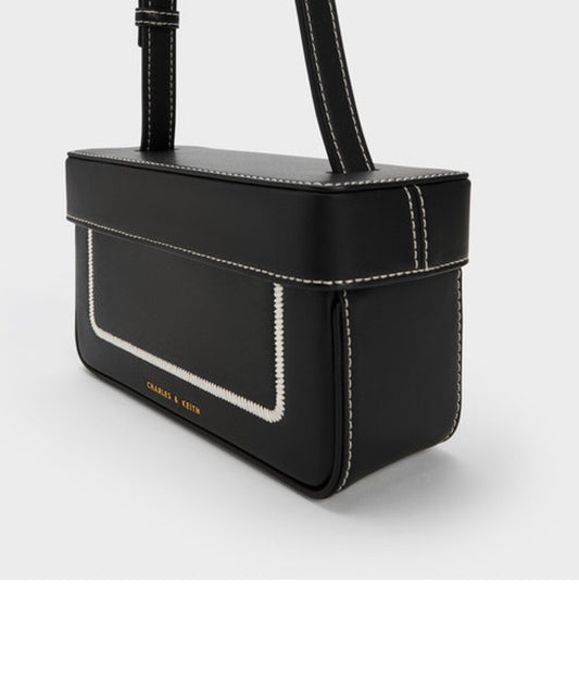 Charles & Ke*th -Faux-Leather Box Bag-Black-On Sale