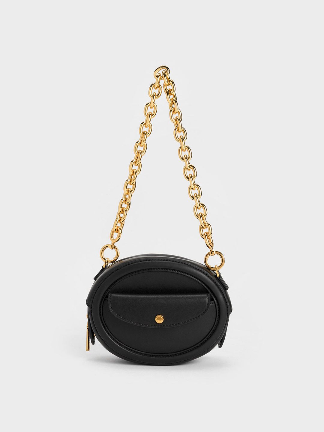 Charles & Ke*th -  Chain Handle Oval Bag - BLACK -ON SALE