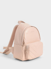 Charles & Ke*th - Quilted Double Zip Backpack - Nude-On Sale