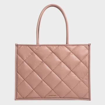 Charles & Ke*th - CELIA Quilted Double Handle XL Tote Bag - PINK-ON SALE