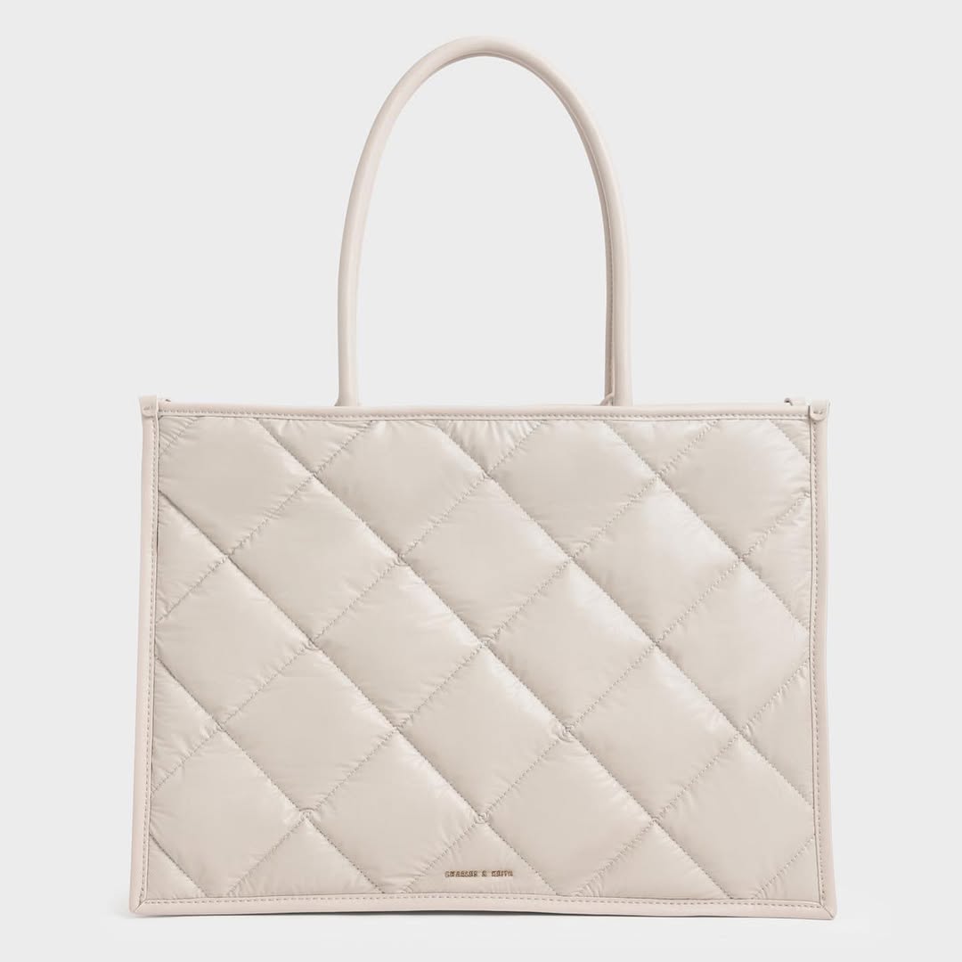 Charles & Ke*th - CELIA Quilted Double Handle XL Tote Bag - IVORY