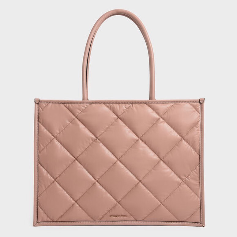 Charles & Ke*th - CELIA Quilted Double Handle XL Tote Bag - PINK-ON SALE