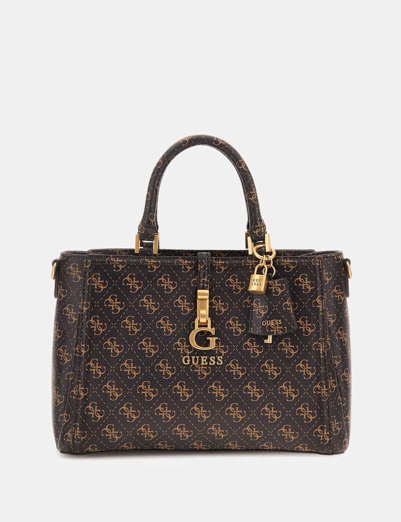 Gues* - G James 4G peony logo handbag - Brown Logo
