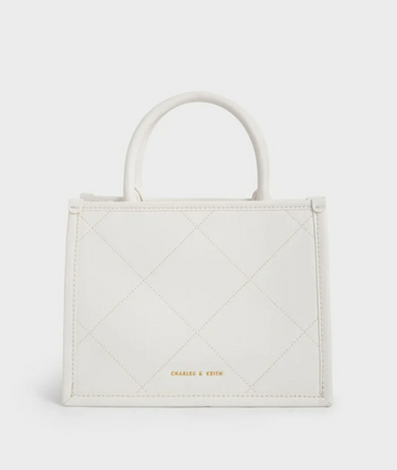 Charles & Ke*th - Celia Quilted Double Handle Tote Bag - White-ON SALE