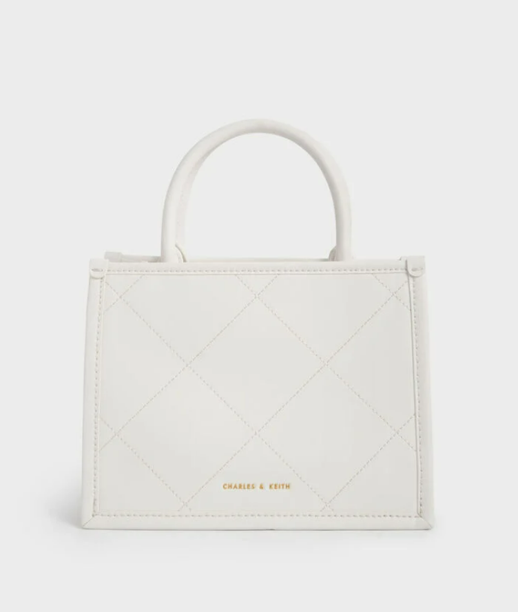 Charles & Ke*th - Celia Quilted Double Handle Tote Bag - White-ON SALE