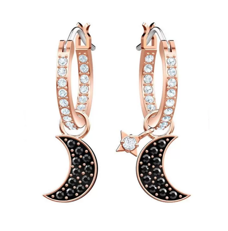 Swar*vski - Rose Gold Plated Duo Moon Hoop - 5440458