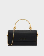Charles & Ke*th - Metallic Handle Long Wallet - Black-ON SALE