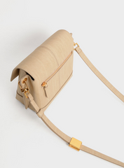 Charles & Ke*th - Beige Juniper Metallic Push Lock Crossbody Bag-ON SALE -MINOR DEFECT