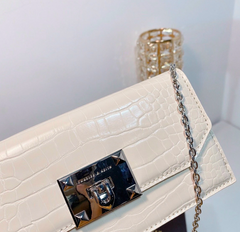 Charles & Ke*th -  Croc-Effect Push Lock Flap Wallet -Beige-On Sale