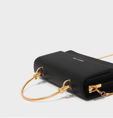Charles & Ke*th - Metallic Handle Long Wallet - Black-ON SALE